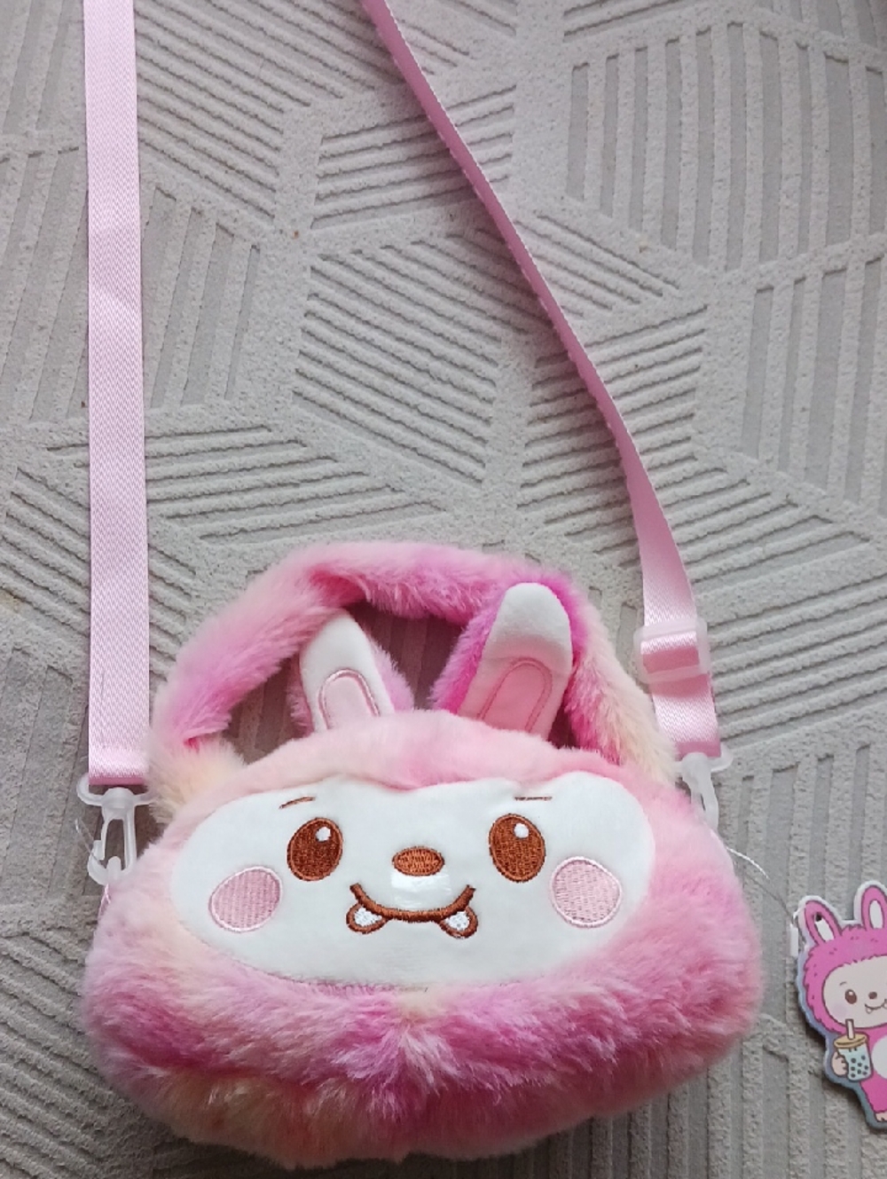 NWT Pink Plush Bunny Crossbody Bag for Kids - Cute Animal Shoulder Purse